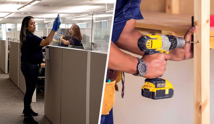 Collage of green clenaing and handyman service Collage of green clenaing and handyman service