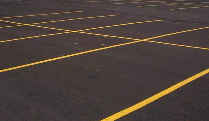 Striped parking lot Striped parking lot with yellow lines